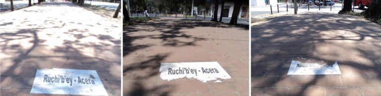 Marilyn Elany Boror Bor, "Para no olvidar sus nombres", 2013, Intervención urbana, Ciudad de Guatemala, Guatemala. Imagen cortesía de la artista.