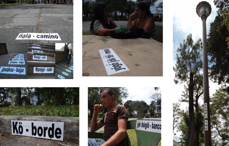 Marilyn Elany Boror Bor, "Para no olvidar sus nombres", 2012, Intervención urbana, Festival Internacional de las Artes, San José, Costa Rica. Imagen cortesía de la artista.